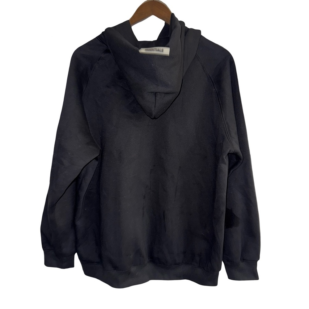 Fear of God Essentials Hoodie Black Tonal Logo Pullover Size M FOG Streetwear - Picture 3 of 7